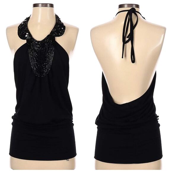 Robert Rodriguez Beaded Embellished Black Halter Top Women's Size Small - Picture 1 of 10